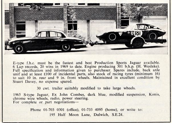A Coombs 'S'-type and racing E-type for sale